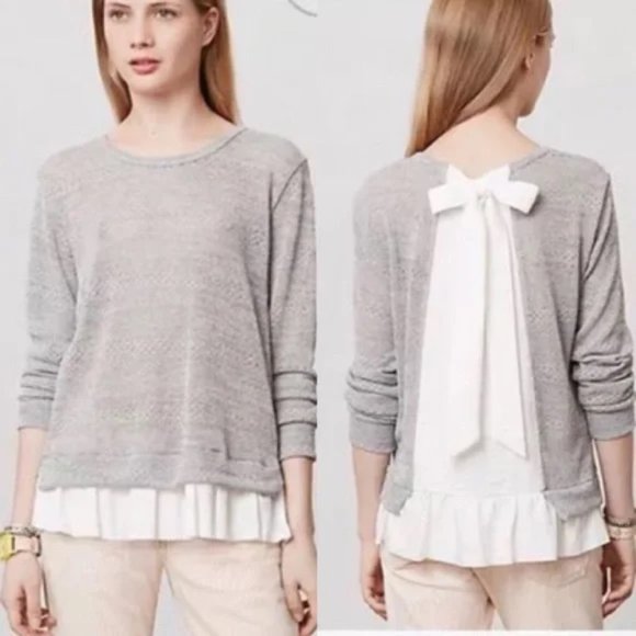 Anthropologie Tops - Anthropologie Postage Stamp Small sweater/blouse grey